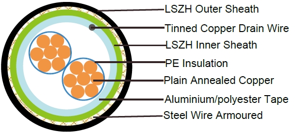 PE Insulated, LSZH Sheathed, Overall Screened & Armoured Instrumentation Cables (Multicore), EN50288-7 Standards Instrument Cables